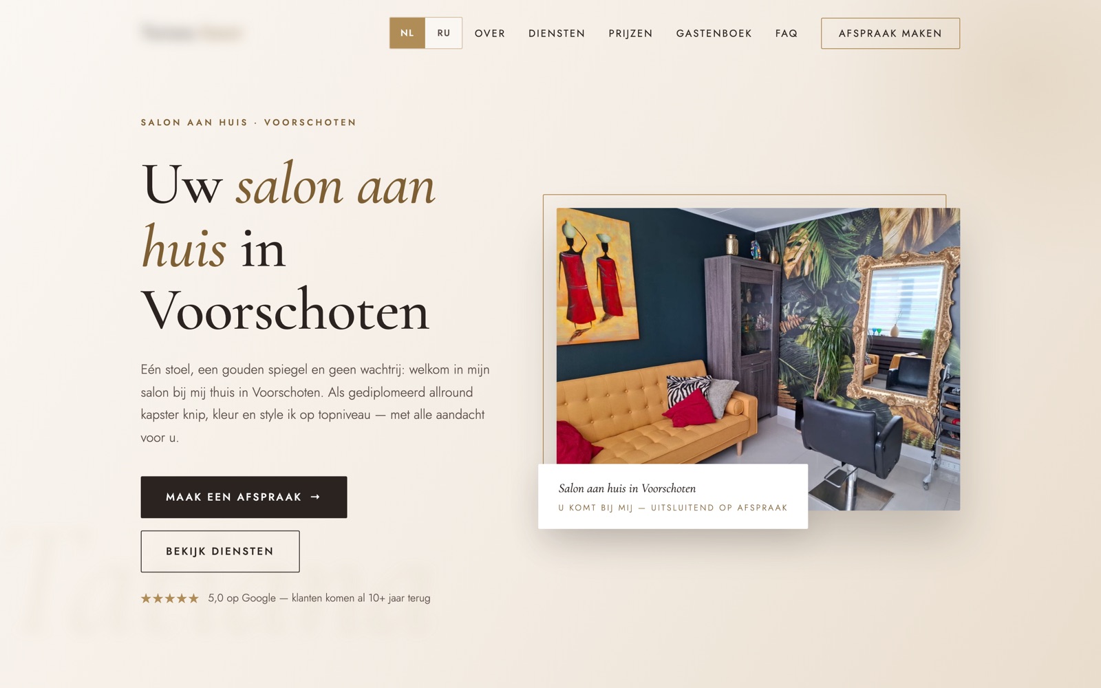 De nieuwe website van de kapsalon: rustig, modern, met duidelijke boekingsknop